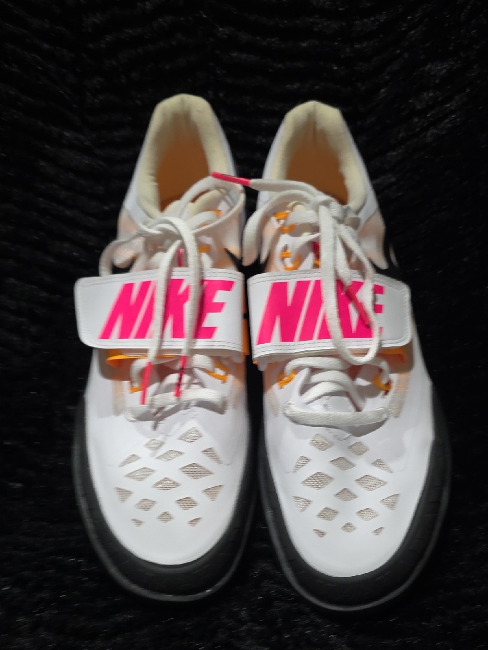 Nike White Sneakers with Hot Pink Logo Strap